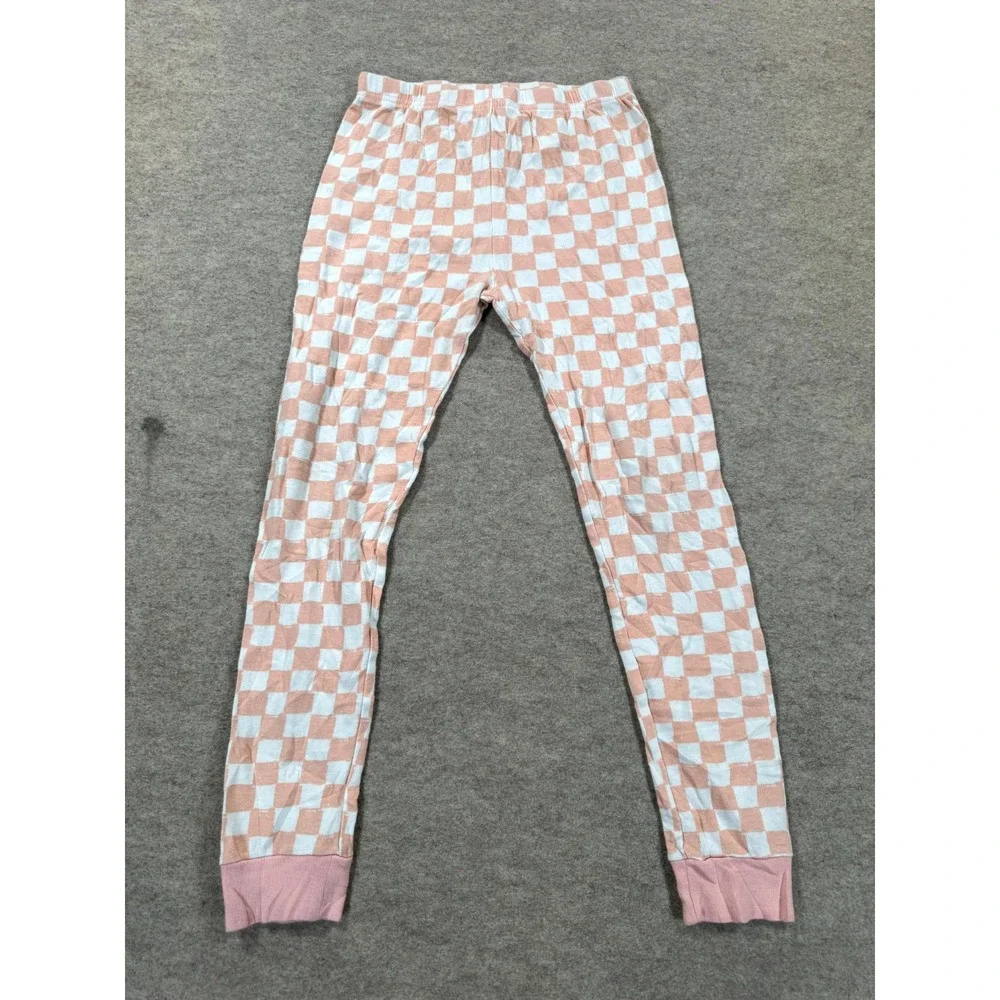 Carter's Pajama Pants Girls 12/12A Peach White Checkered Casual Mid Rise Pull On
